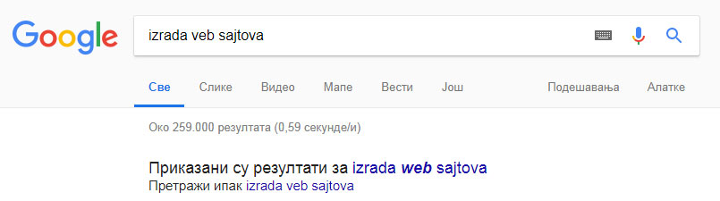 Gugl pretraga - izrada web sajtova Gugl pretraga - izrada web sajtova